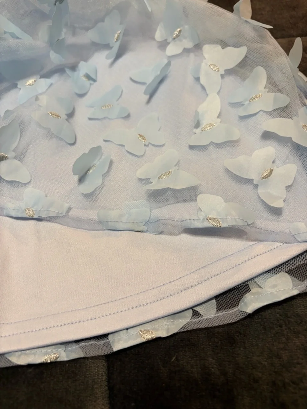The Children's Place girls 6 Pale Blue Butterfly Mesh Party Dress